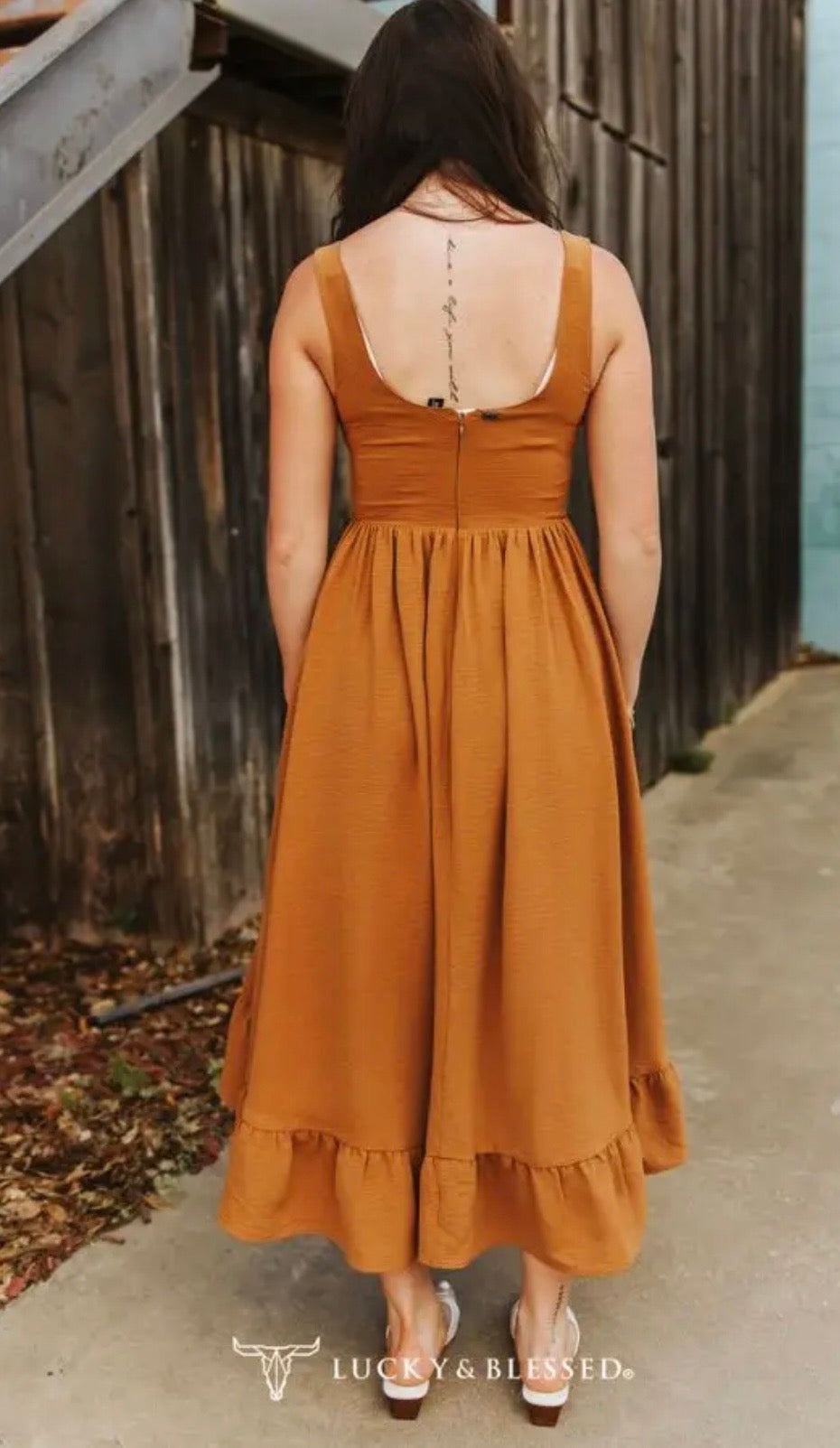 Dusty Trail Smocked Midi Dress