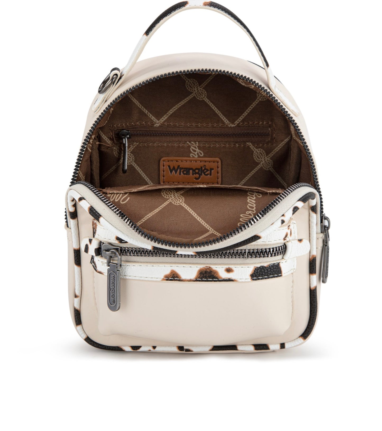 Wrangler Cow Print Trimmed Mini Backpack With Coin Pouch