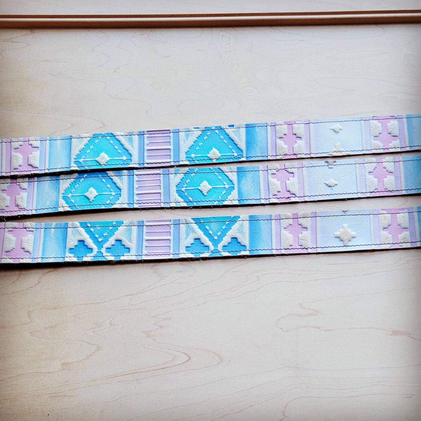 Pastel Navajo Leather Belt with Leather Fringe Closure