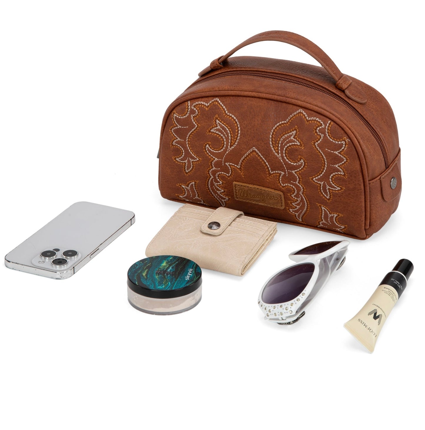 Wrangler Embroidered Multi Purpose/Travel Pouch - Brown