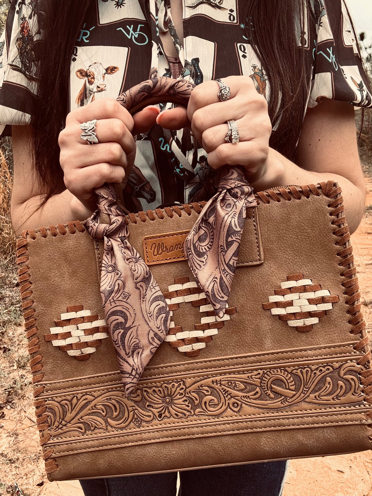 Wrangler Whipstitch Aztec Satchel/Crossbody