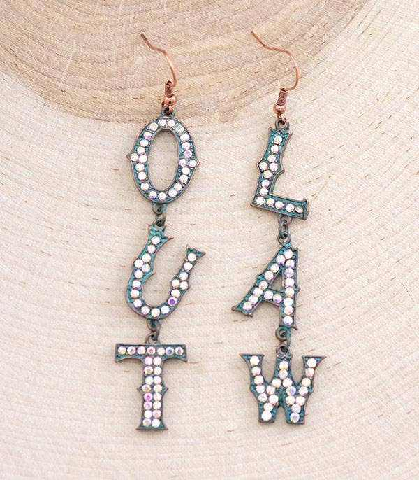 Rhinestone Outlaw Earrings: Patina