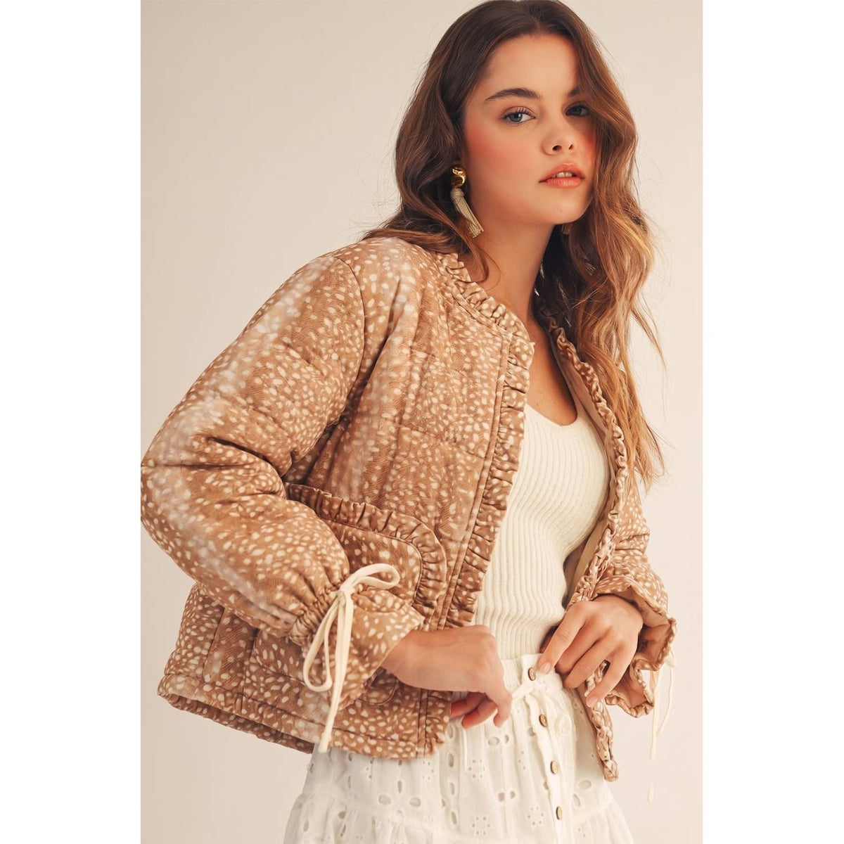 Bambi Heart Pockets Ruffled Wrists Jacket