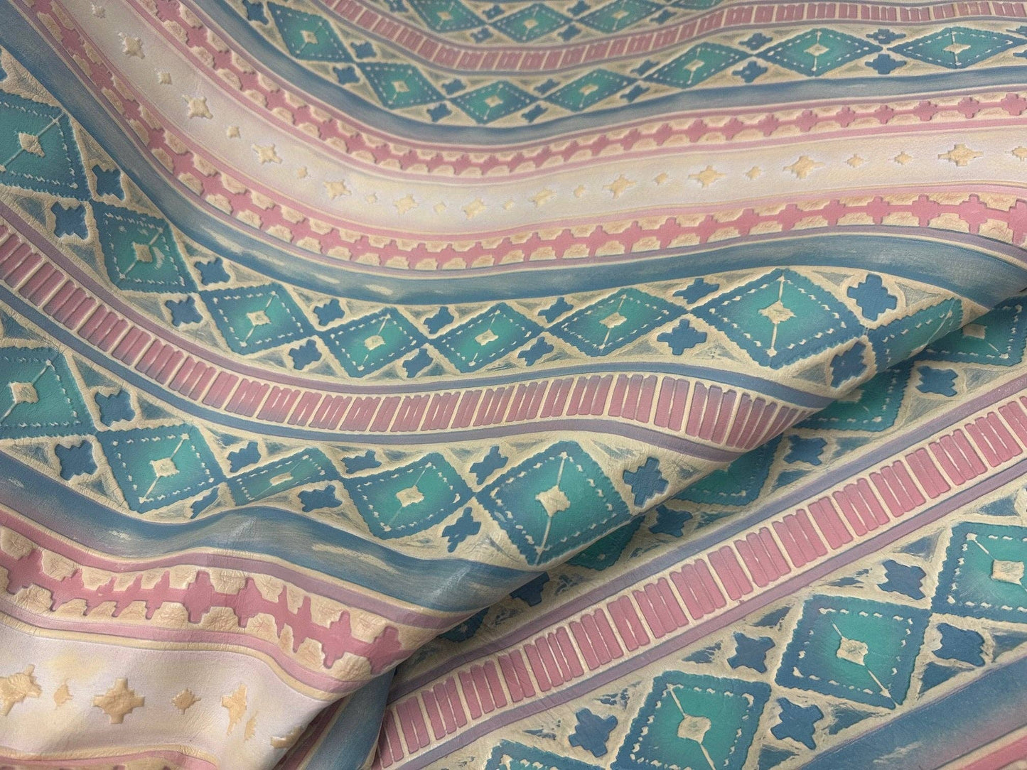 Embossed Leather Wallet-Pastel Navajo