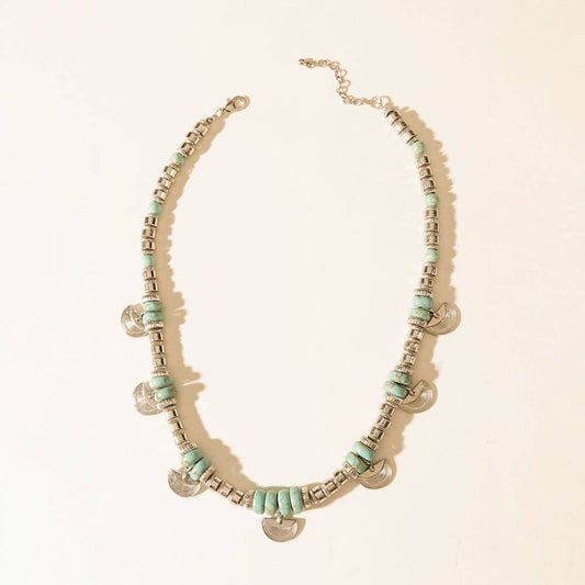 Santa Fe Moon Medallion Necklace in Dusty Silver