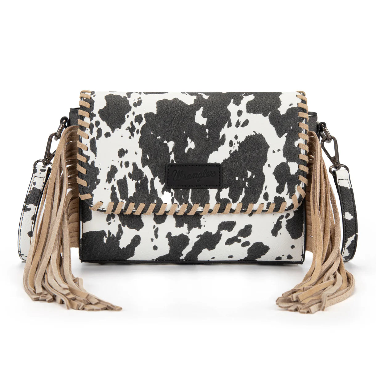 Wrangler Cow Print Fringe Crossbody Bag