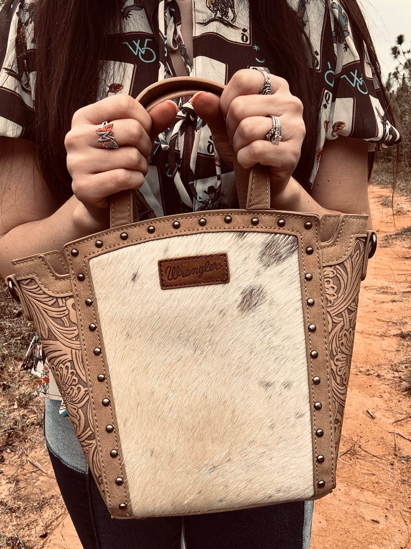 Wrangler Genuine Hair-On Cowhide Tote/Crossbody