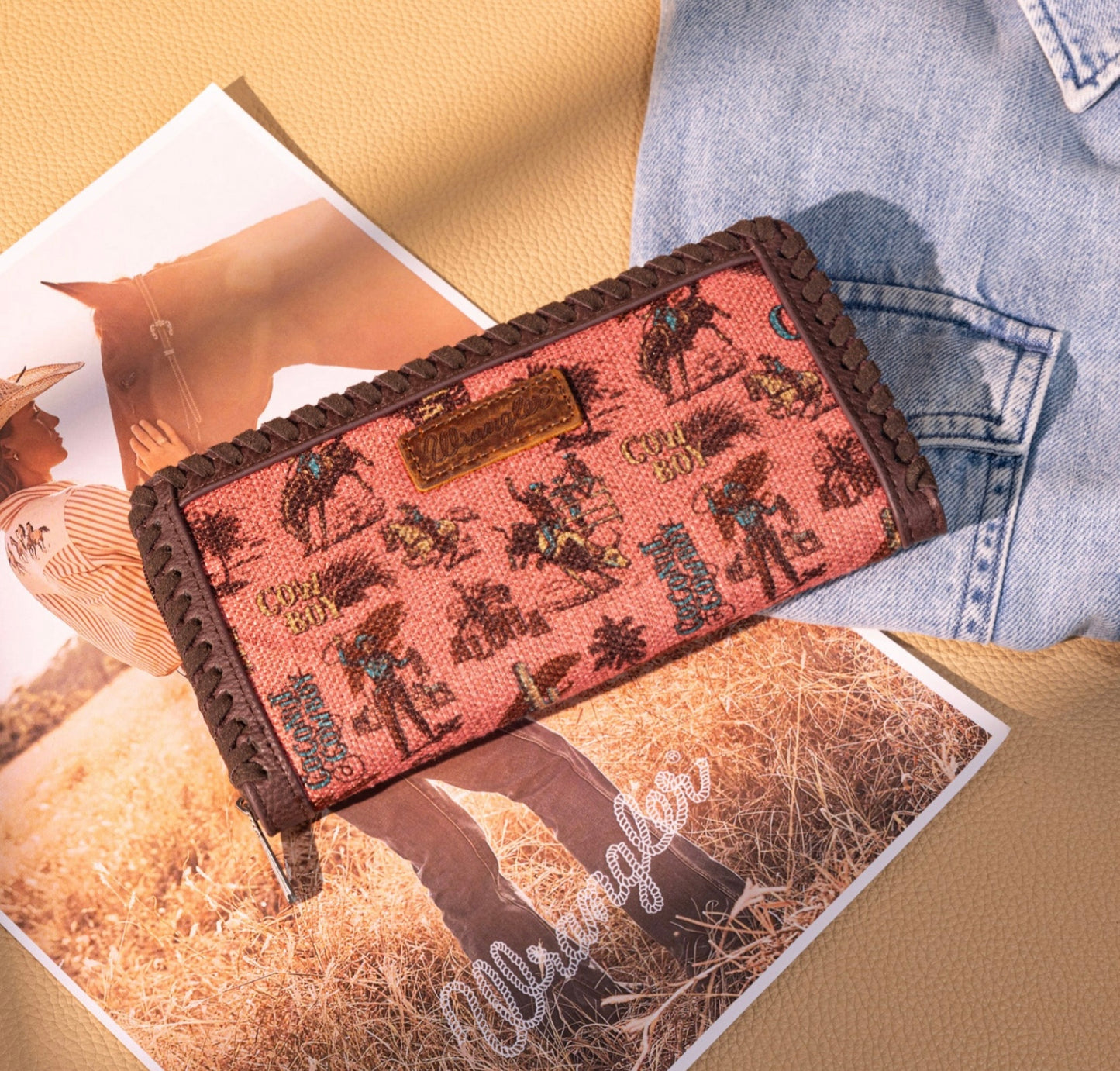 Wrangler Vintage Retro Cowboy Cool Print Wallet