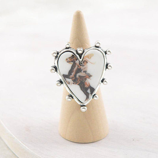 TIPI Brand Vintage Cowgirl Heart Concho Ring
: Silver