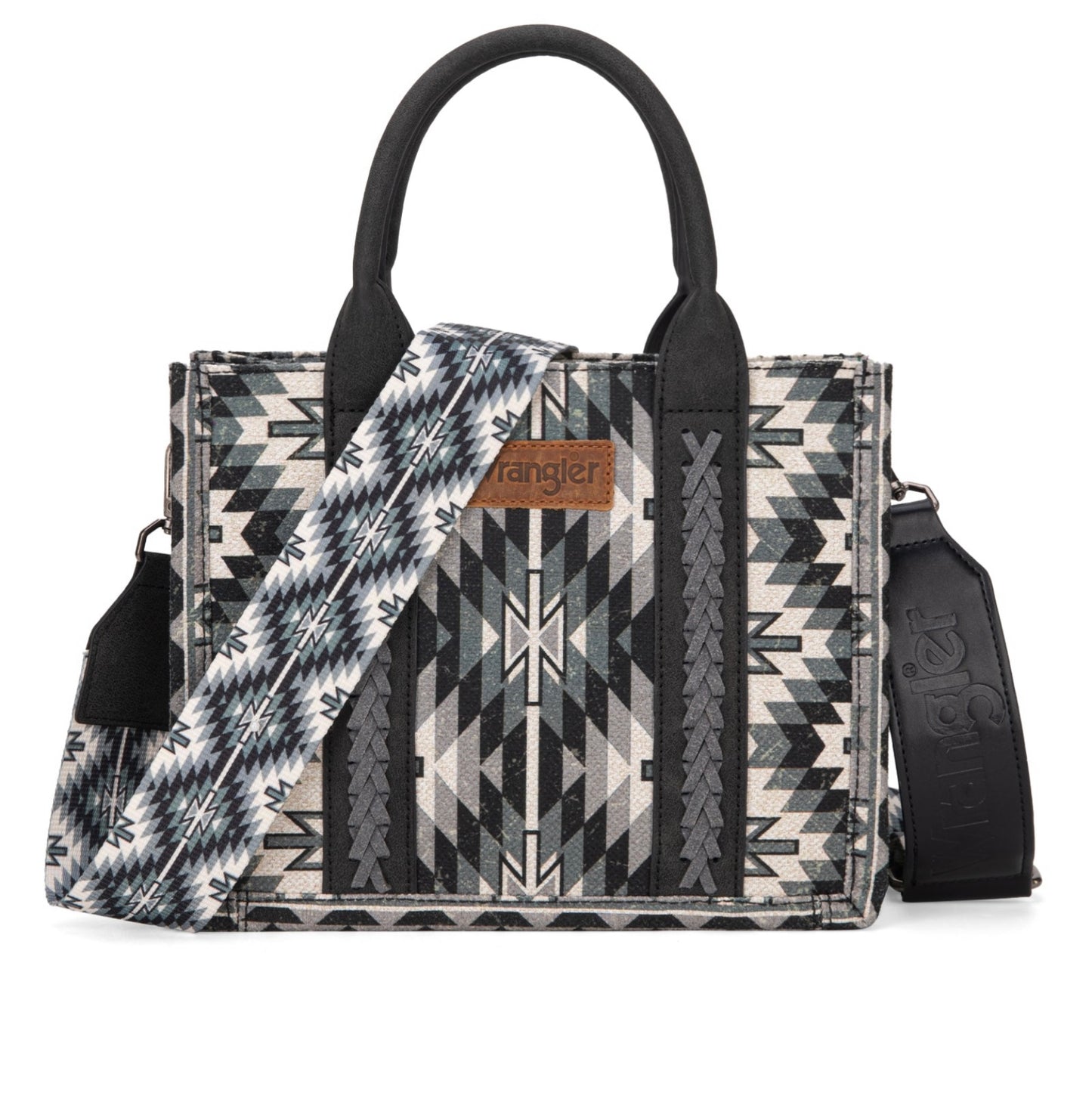 Wrangler Southwestern Pattern Dual Sided Print -Tote/Crossbody -Black