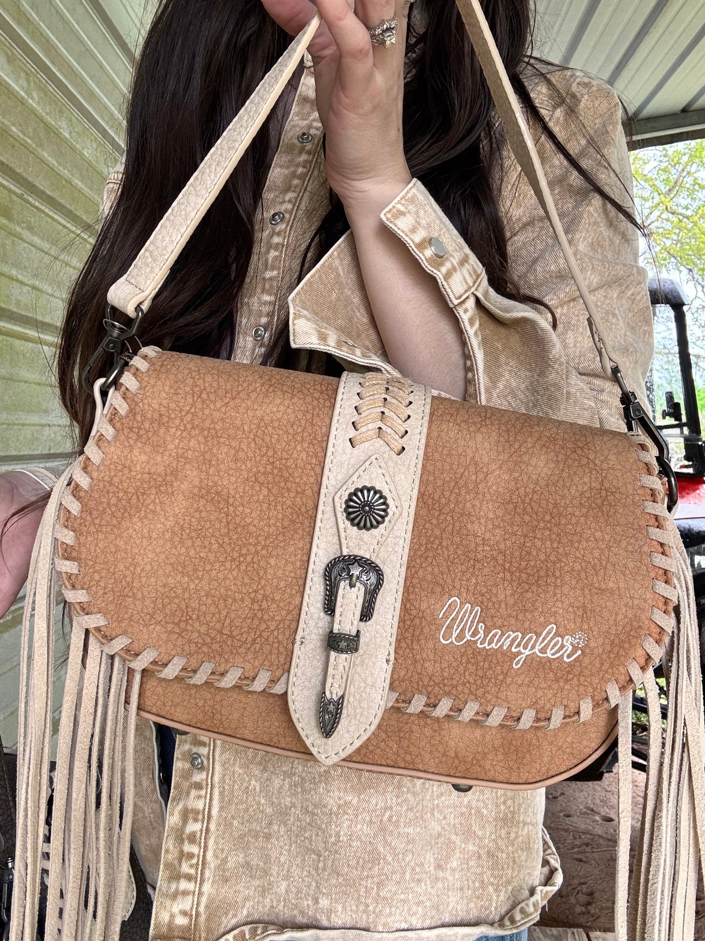 Wrangler Braided Tassel Saddle Crossbody Bag-Multiple Colors