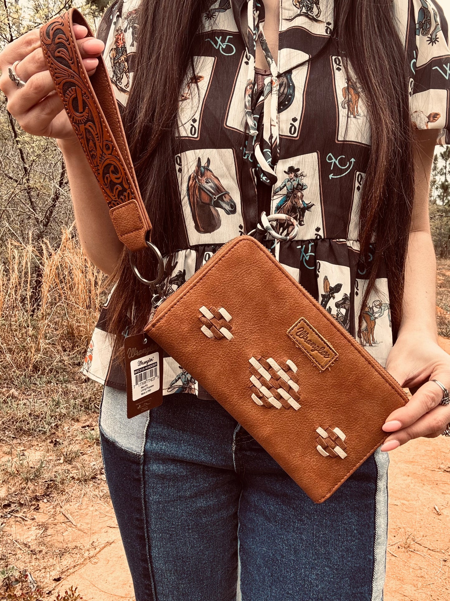Wrangler Aztec Woven Zip Around Wallet with Wristlet