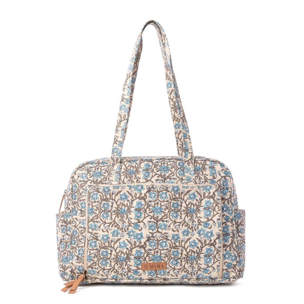 Sunnyfield Cotton Diaper Bag in Dusty Teal: Dusty Teal