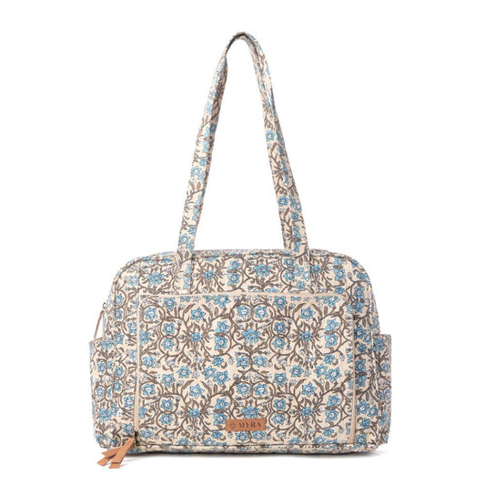 Sunnyfield Cotton Diaper Bag in Dusty Teal: Dusty Teal