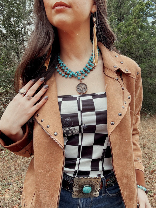 Checkered Corset Tank
