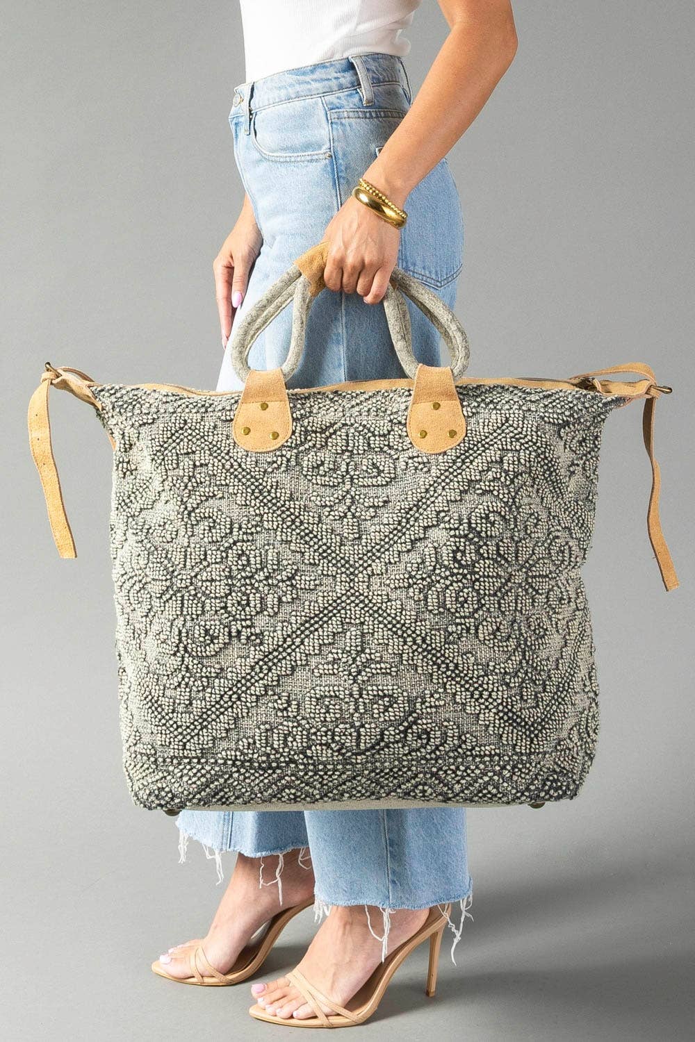 Sage Vintage Inspired Textured Tote