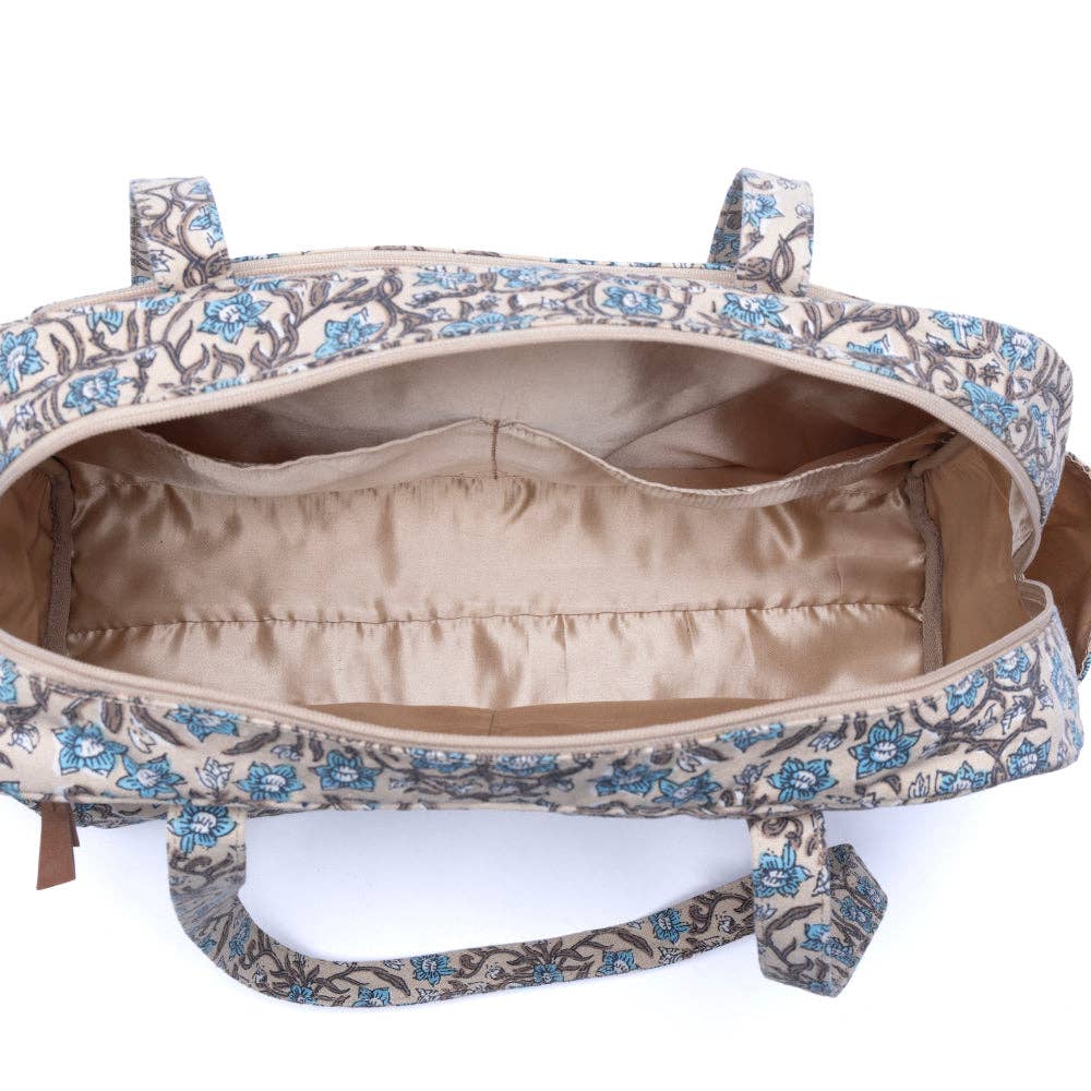 Sunnyfield Cotton Diaper Bag in Dusty Teal: Dusty Teal