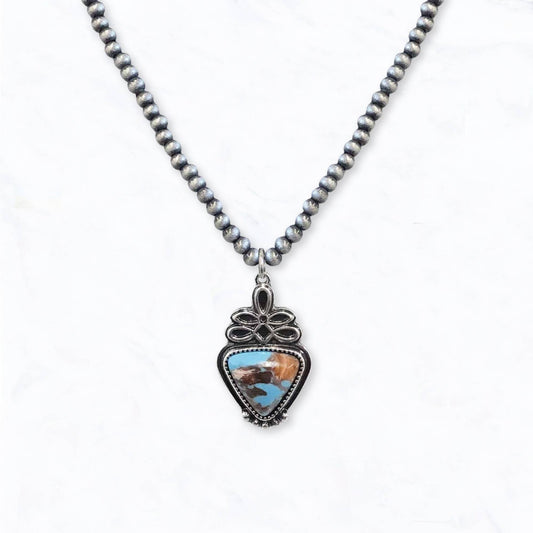 Western Boot Stitch Navajo Pearl Pendant Necklace