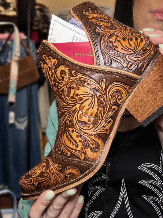 Loyal West X Myra Handtooled Booties In Tan