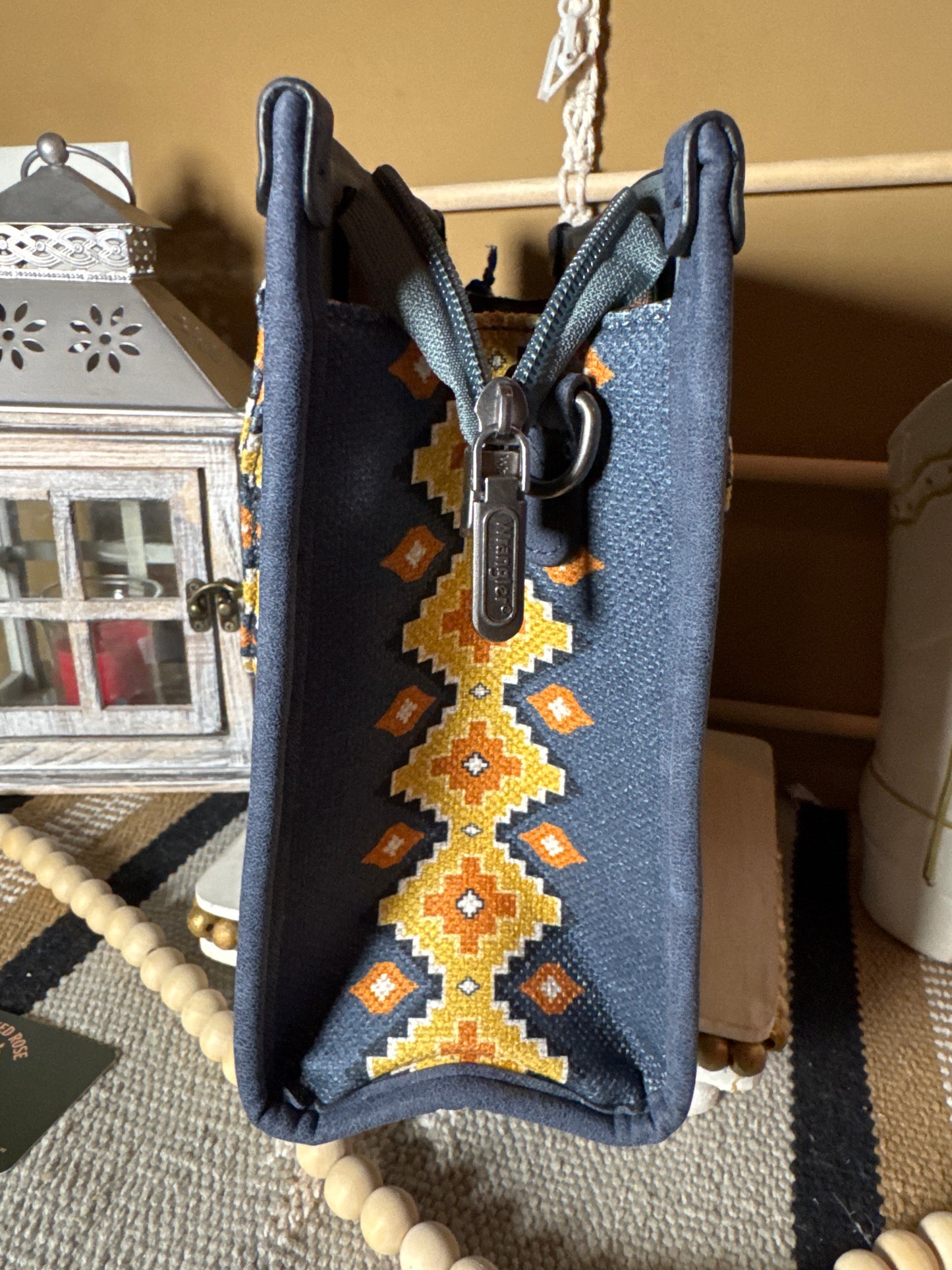 Wrangler Blue Aztec Tote/Crossbody