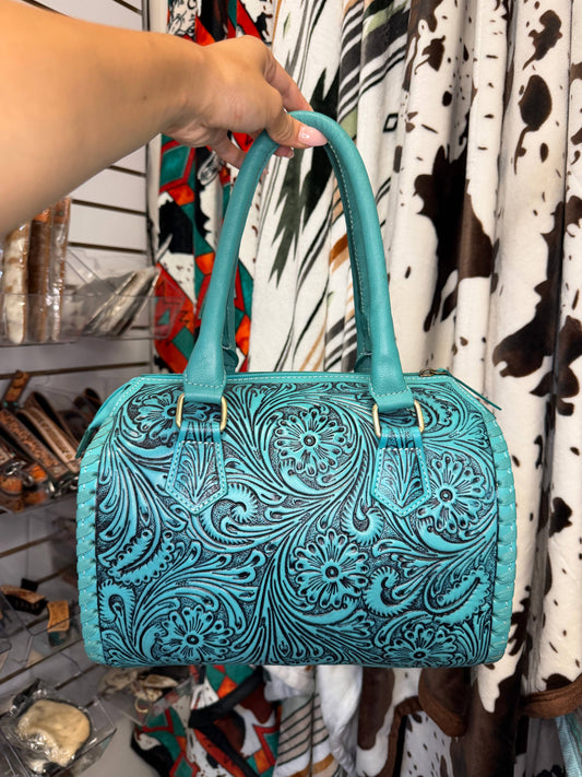 Large Turquoise Tooled Leather Speedy Purse