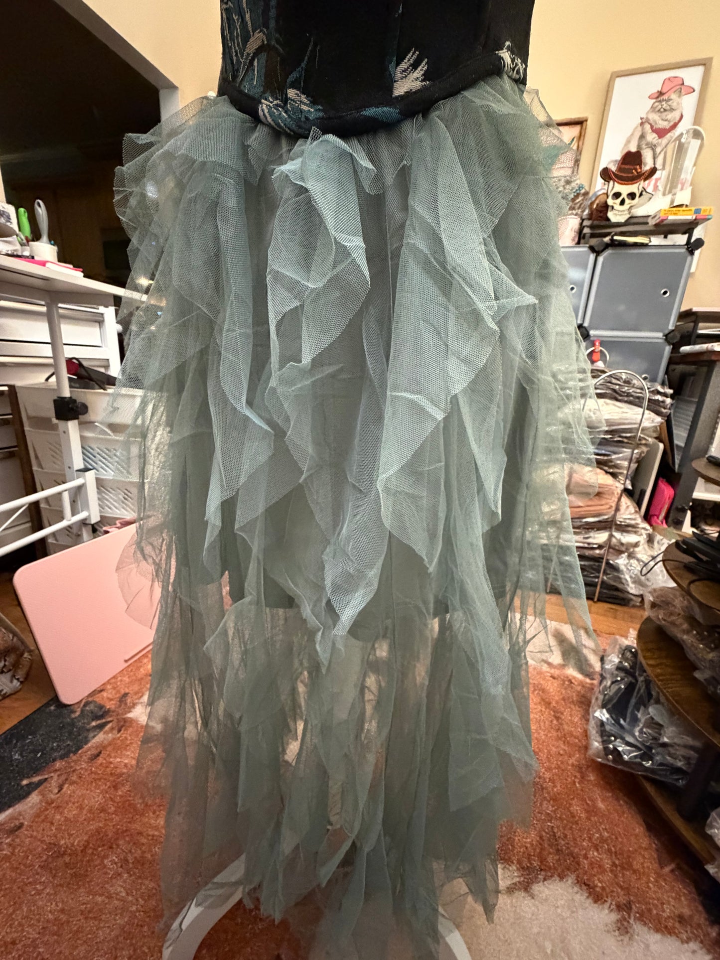 Layered Tulle Waterfall Midi Skirt