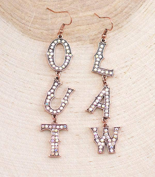 Rhinestone Outlaw Earrings: Copper