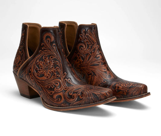 Loyal West X Myra Handtooled Booties In Tan