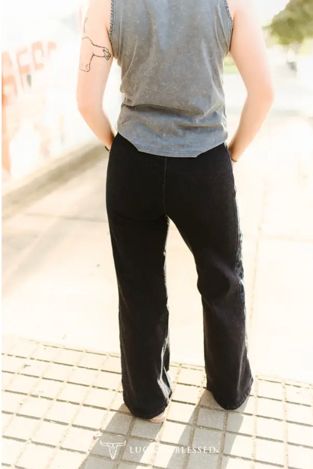 Wild Side Checker Wide Leg Jeans