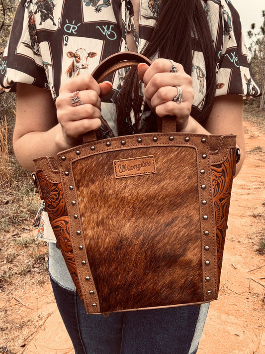 Wrangler Genuine Hair-On Cowhide Tote/Crossbody