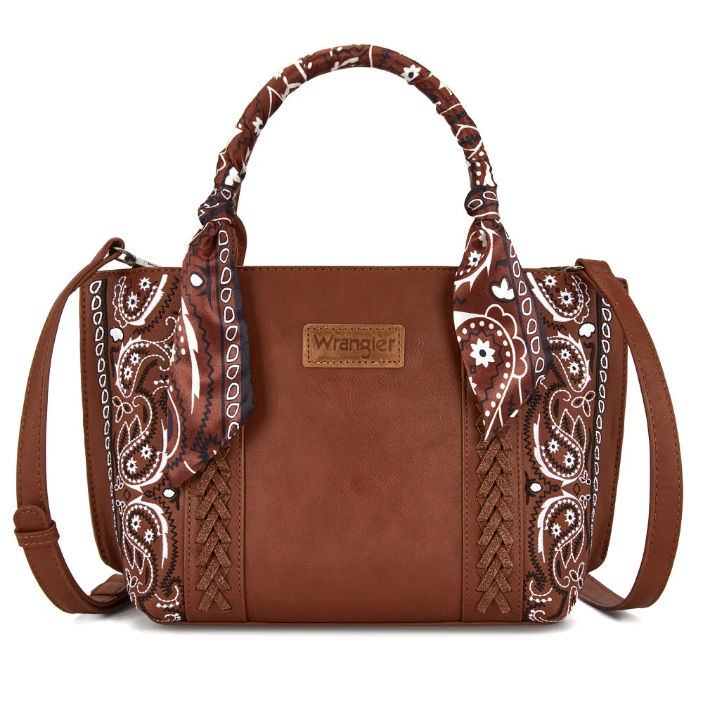 Wrangler Braided Paisley Bandana Tote Bag-Wide
