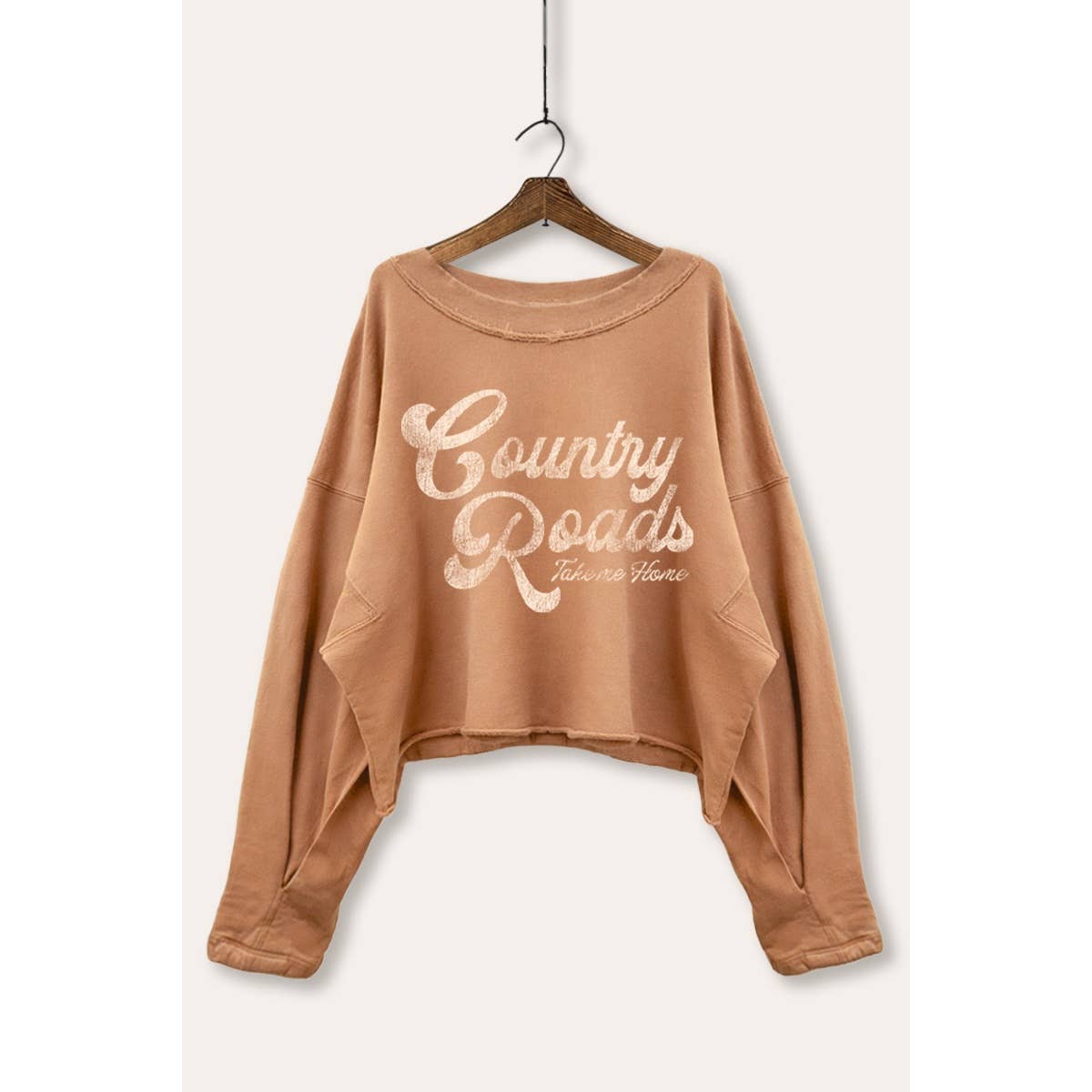 Western Country Roads Graphic Cropped Sweatshirt