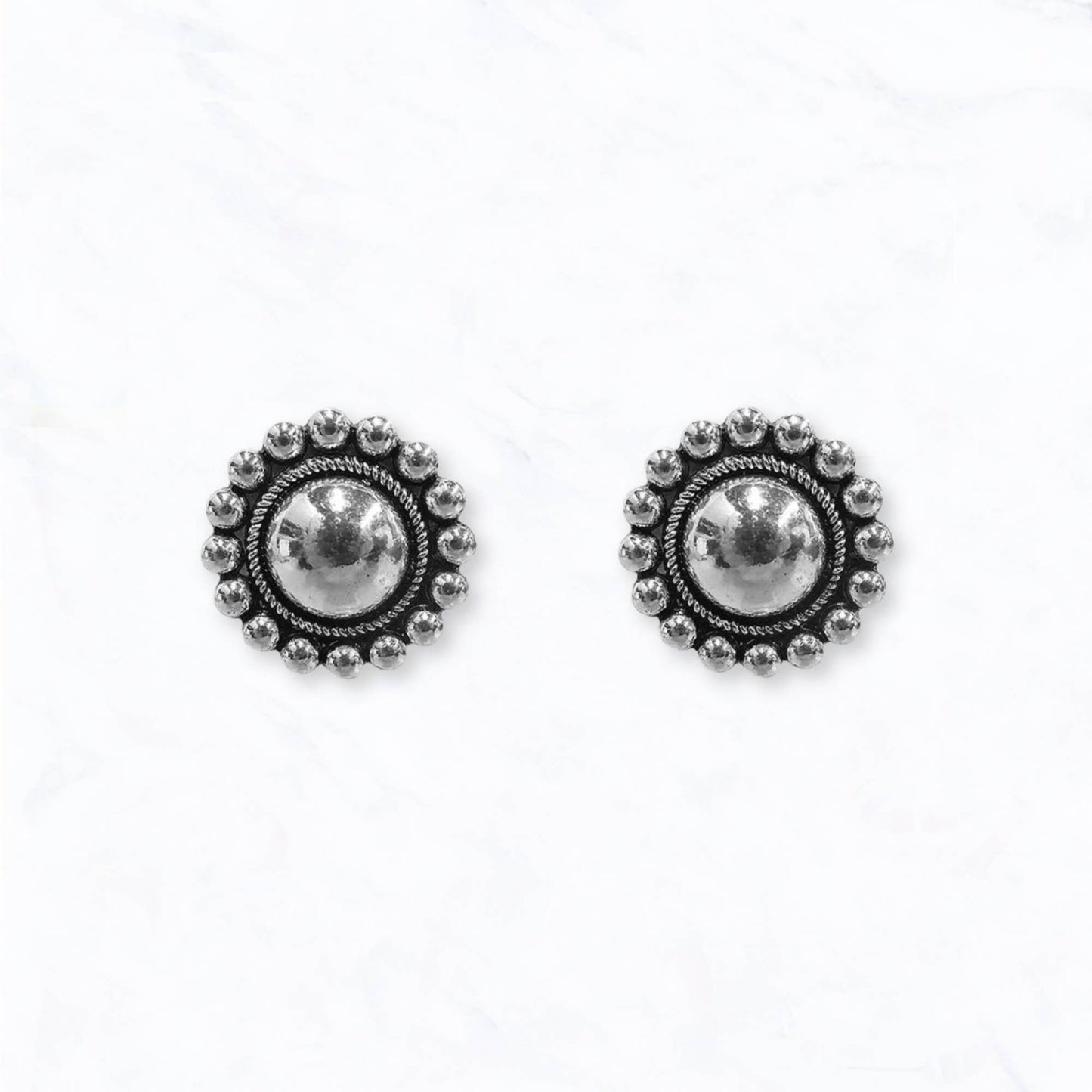 Western Vintage Concho Stud Earrings: Copper