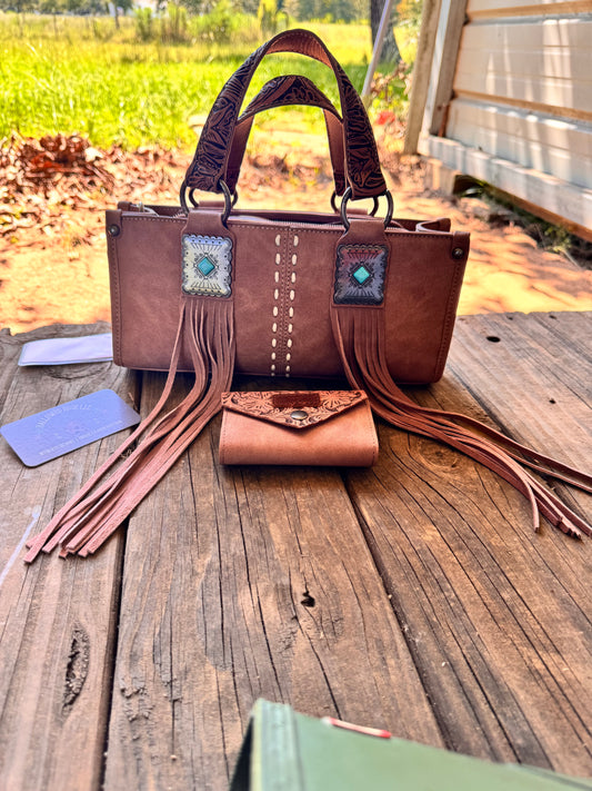 Montana West Western Fringe Concho Collection Mini Crossbody Bag