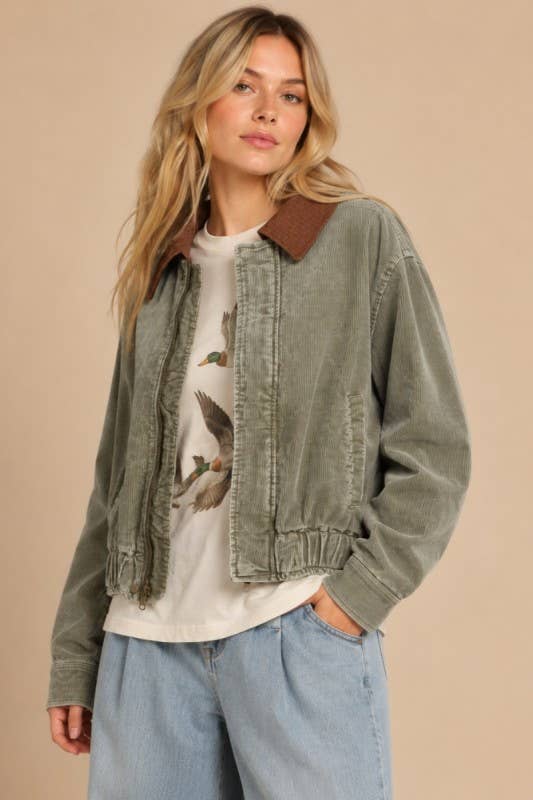Mineral Wash  Corduroy Bomber Jacket