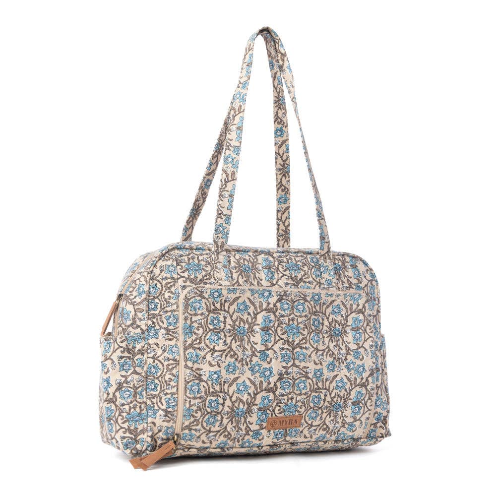 Sunnyfield Cotton Diaper Bag in Dusty Teal: Dusty Teal