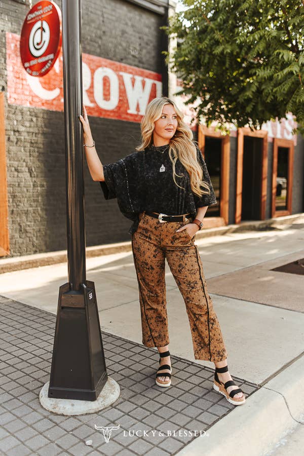 Black Mineral Wash Studded Oversized Boyfriend Tee XL-3XL