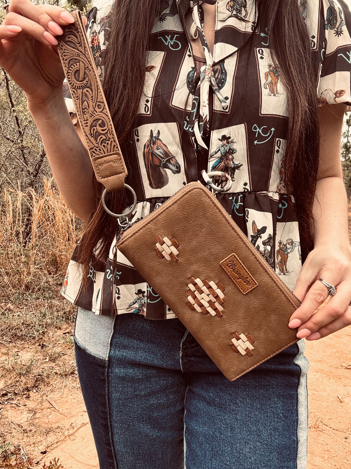 Wrangler Aztec Woven Zip Around Wallet with Wristlet