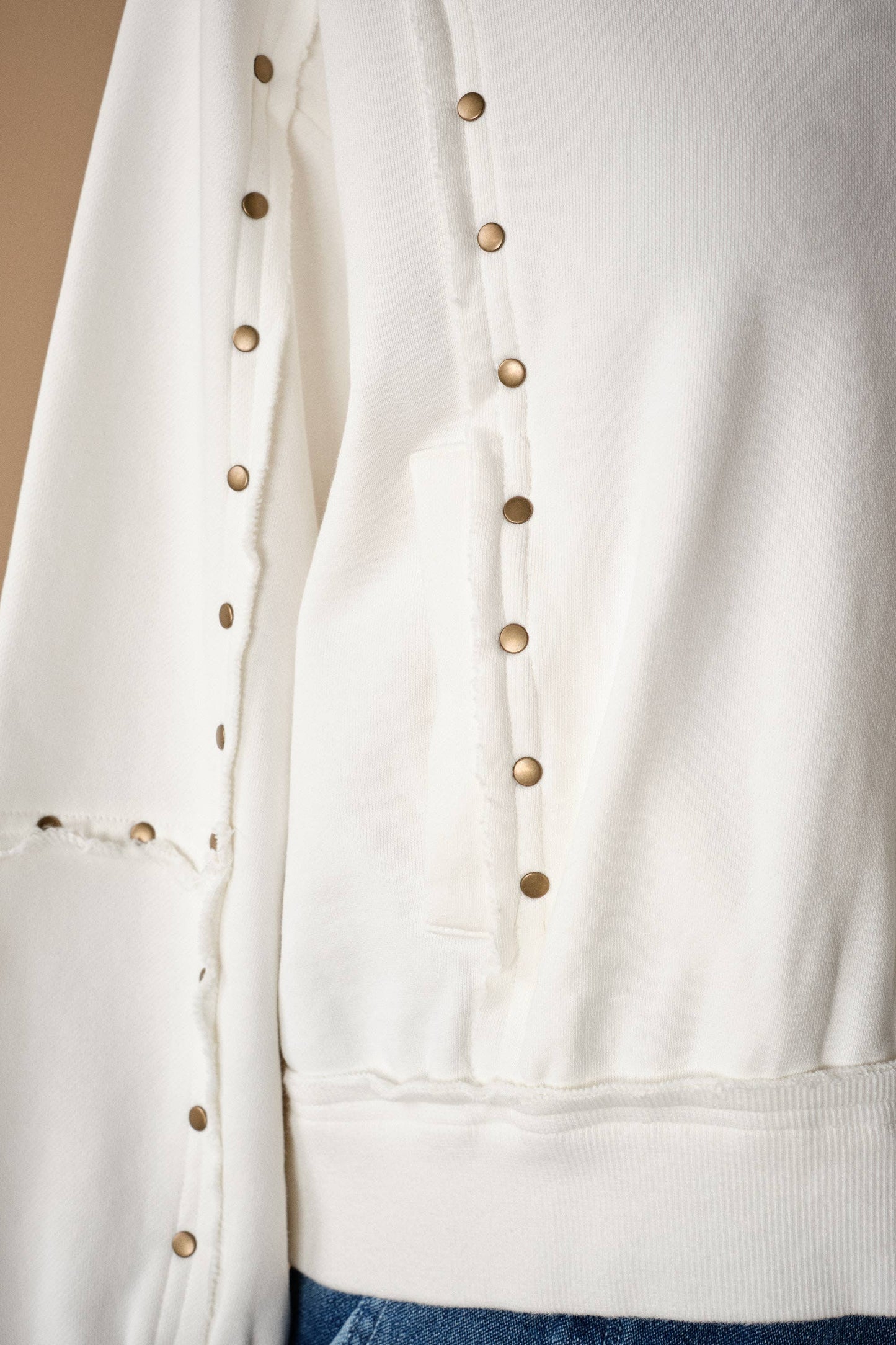 Studded Half-Zip Sweatshirt Black & Cream