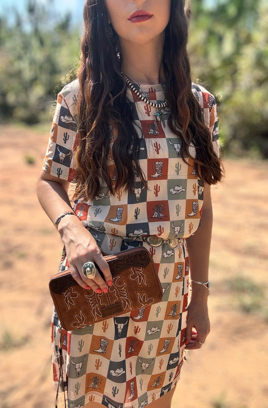 Checkered Mesh Dress