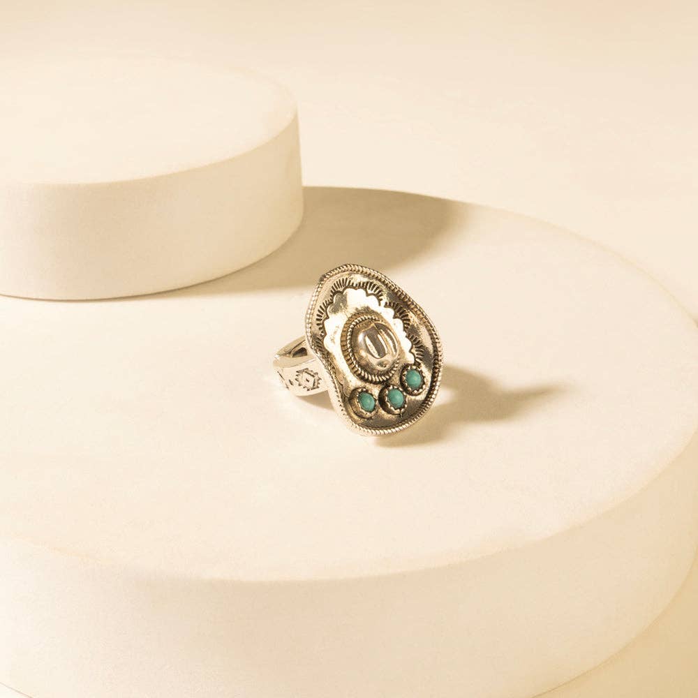Western Crown Ring in Turquoise: Turquoise