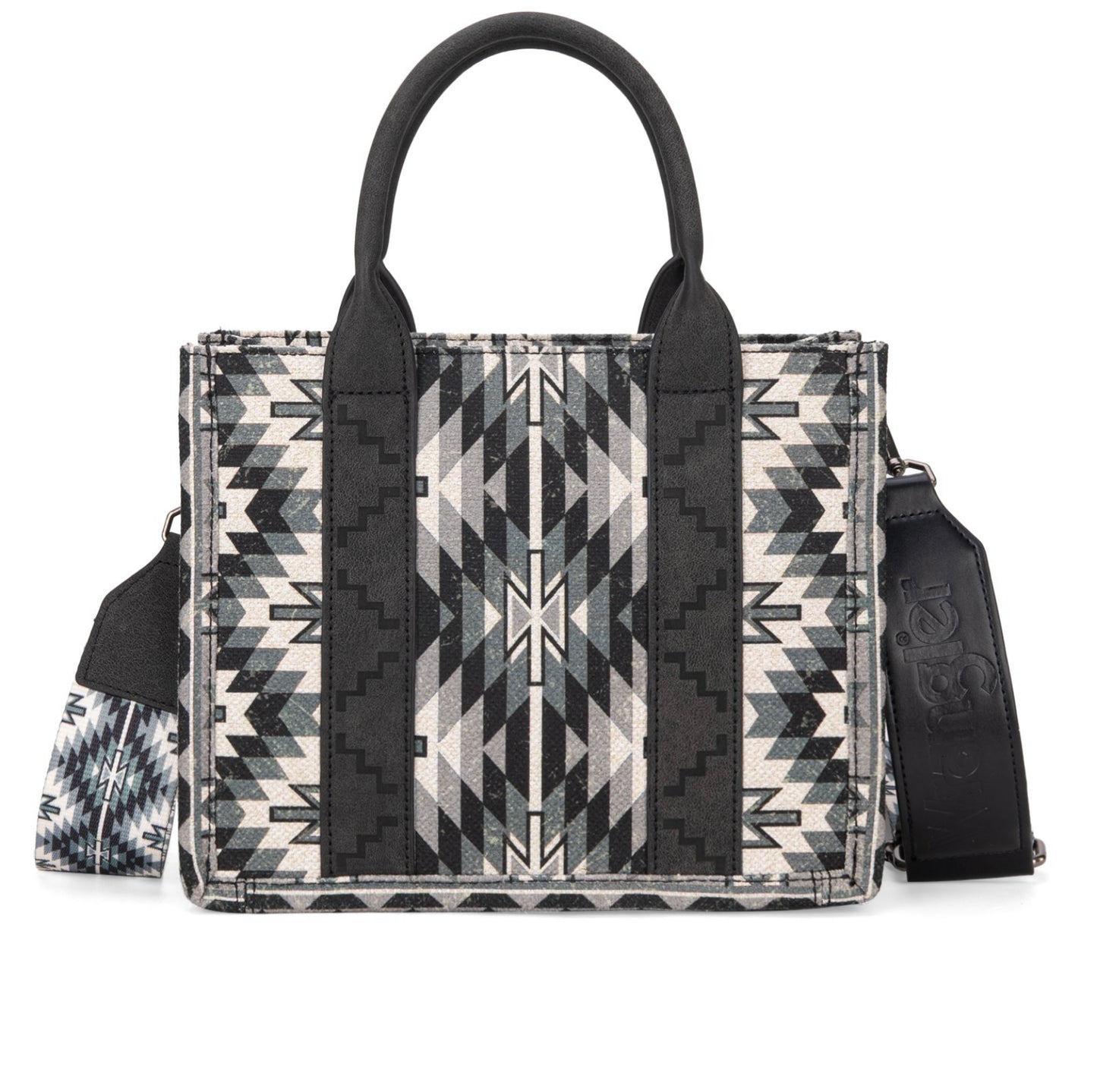 Wrangler Southwestern Pattern Dual Sided Print -Tote/Crossbody -Black