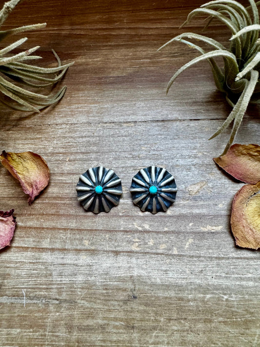 Concho Earrings – Kingman Turquoise & Sterling Silver
