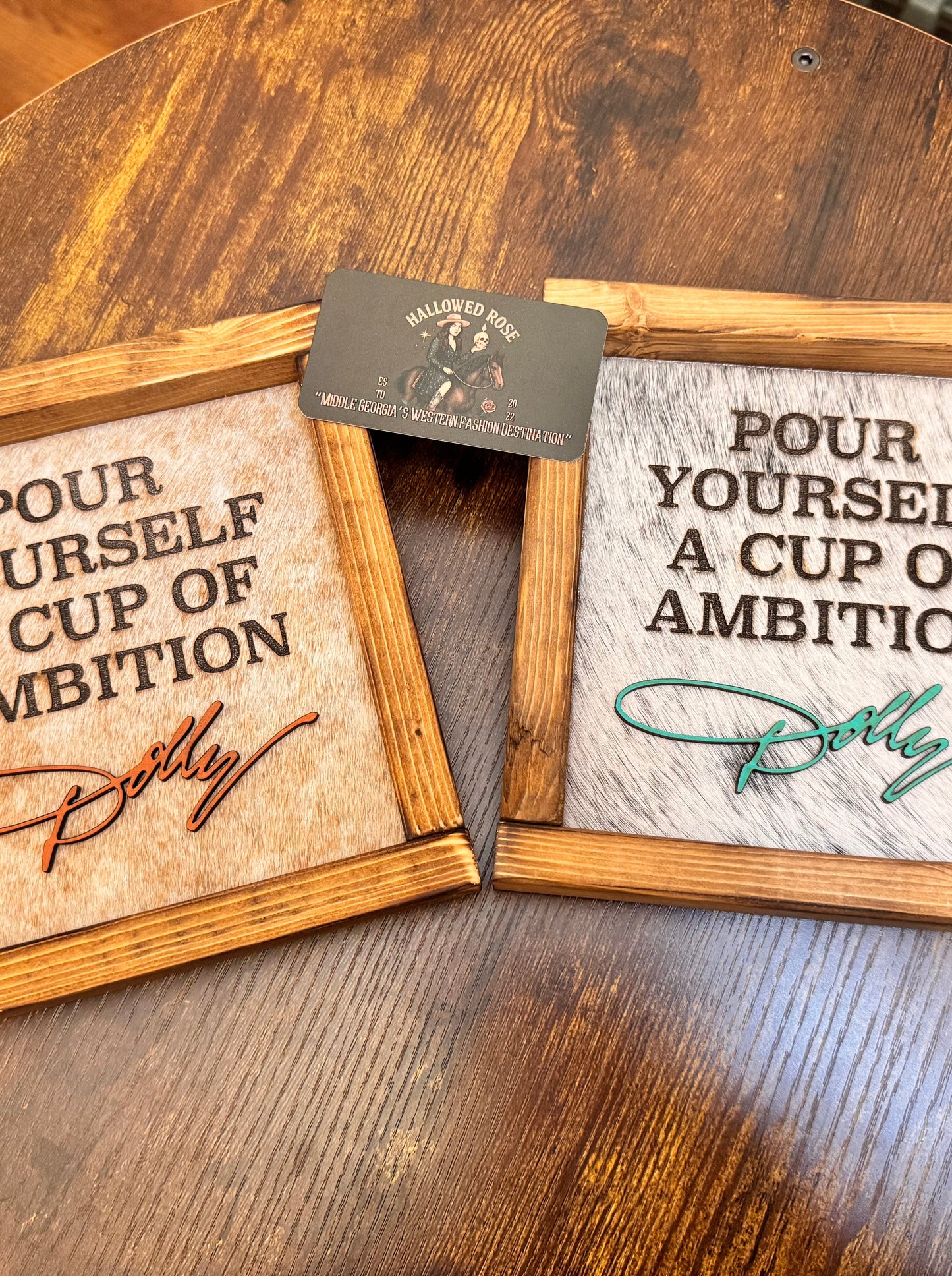 Dolly Parton Framed Cowhide Sign