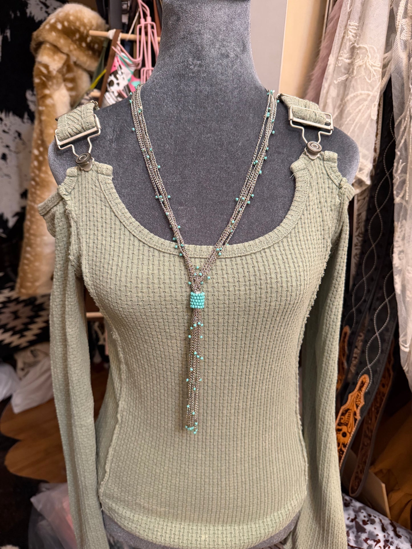 Vintage Washing Solid Buckle Open Shoulder Knit Thermal Top-Multiple Colors