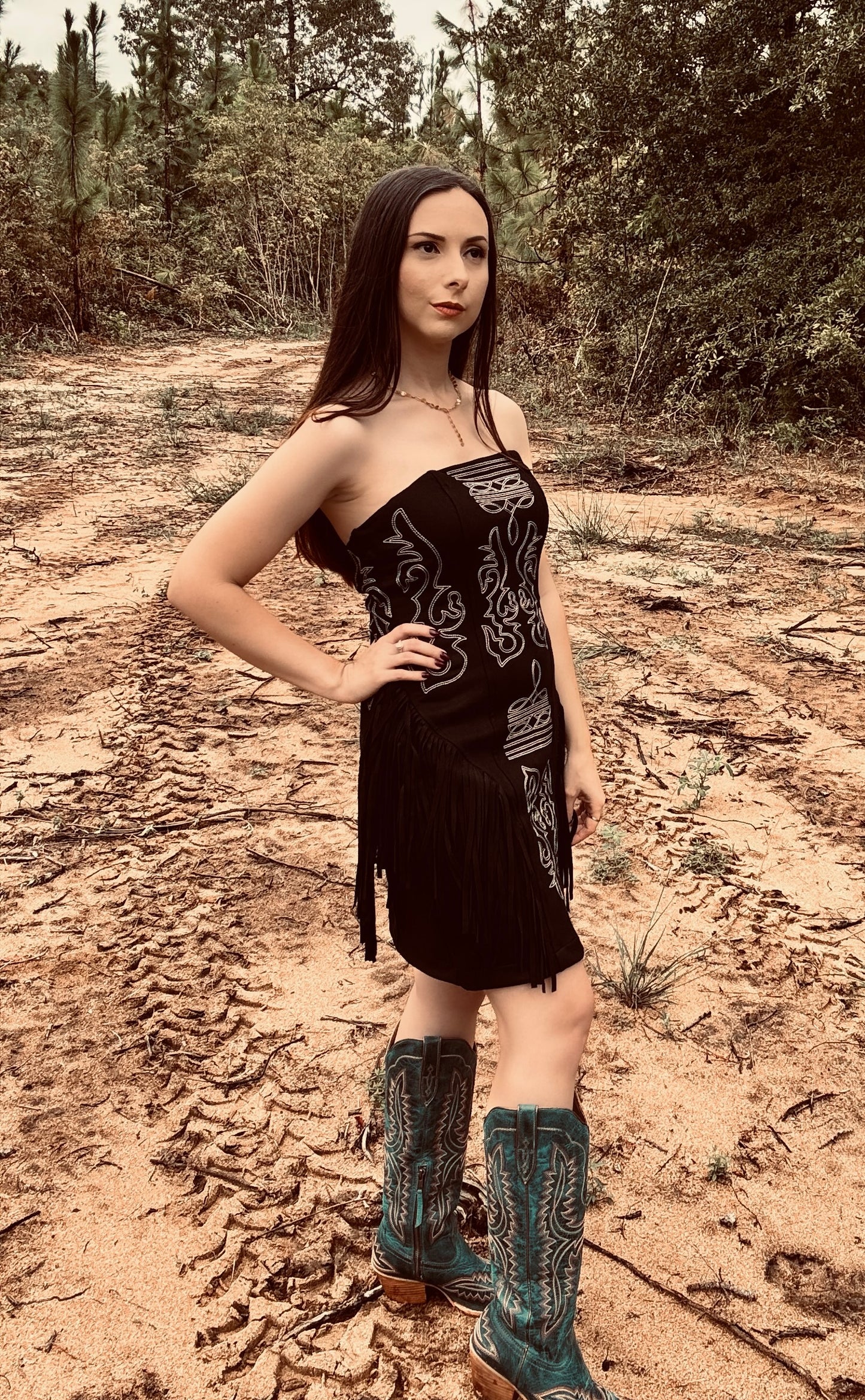 Black Dusk Fringe Dress
