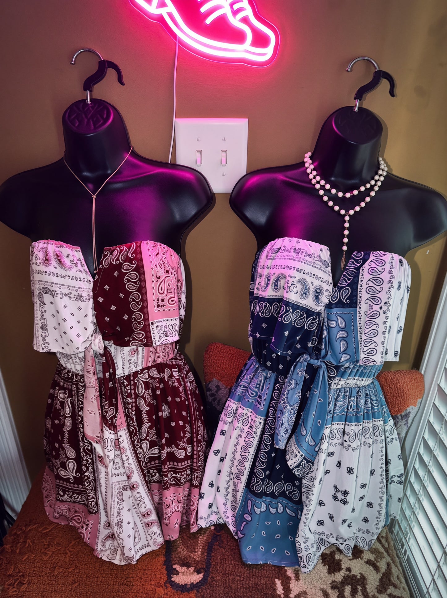 Bandana Printed Tie-Front Tube Romper