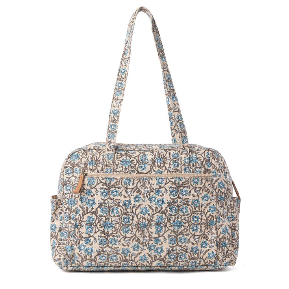 Sunnyfield Cotton Diaper Bag in Dusty Teal: Dusty Teal