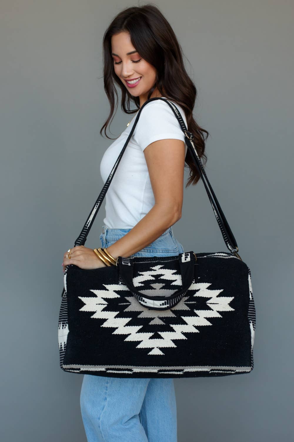 Black, White & Tan Western Duffel