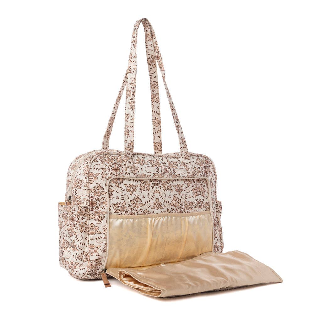 Sunnyfield Cotton Diaper Bag in Mocha Beige: Mocha Beige